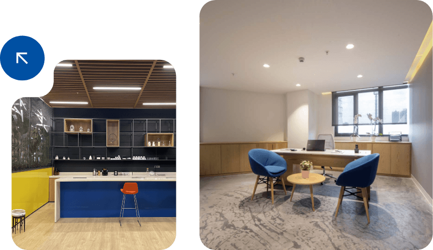 Proje özelliklerini gösteren ofis kolajı